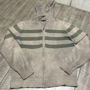 3/$25 Gap size Small Women’s khaki/gray & green Striped Full Zip Hoodie Sweater